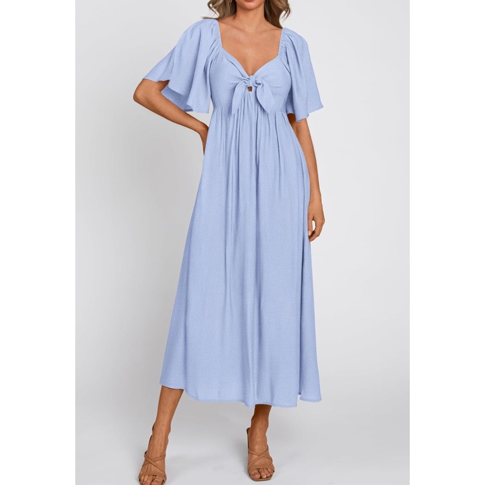 SOLD🤍FINAL Sale 🤍pretty GARDEN casual short sleeve neck ruffle flowy dress 🌷 - Picture 5 of 16